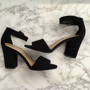 JustFab Black Faux Suede Block Heels